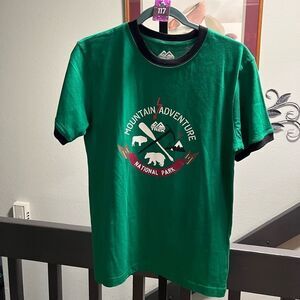 Kids XL Green Mountain Adventure T-Shirt Short Sleeve #117